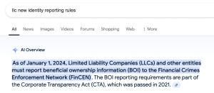 BOI reporting rules for LLC's